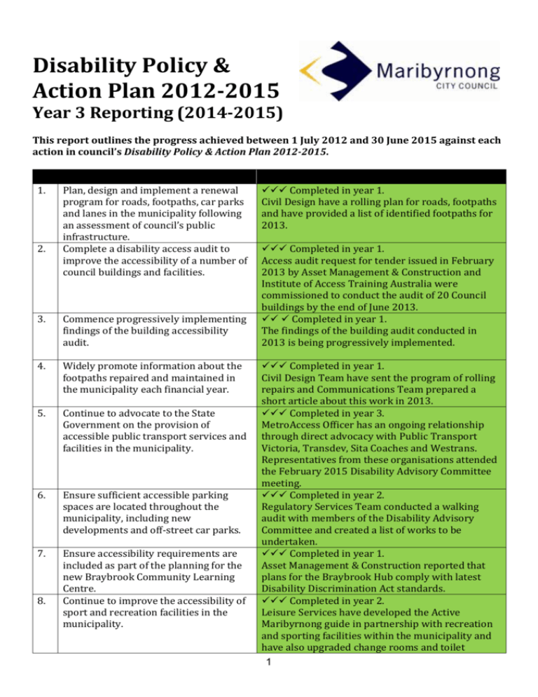 Disability Policy And Action Plan 2012