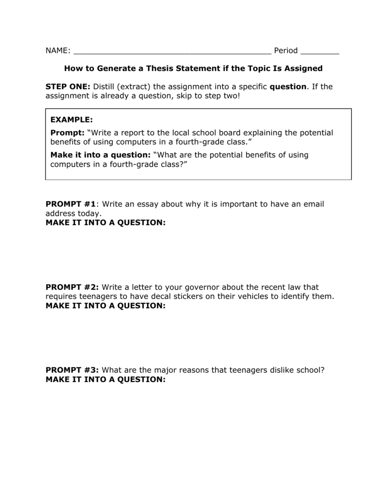 3 part thesis statement generator