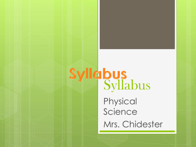 Syllabus Anderson School District Five Syllabus Anderson School District Five