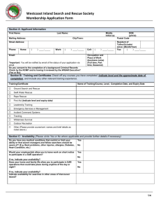Application Form - Westcoast Inland Search and Rescue