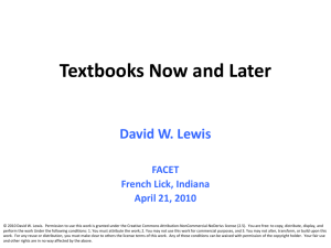 Textbooks Now and Later