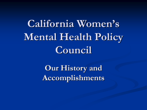 Women's Mental Health Policy Council's History and Accomplishments