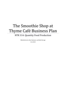 The Smoothie Shop at Thyme Café Business Plan