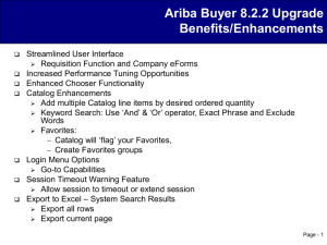 Ariba Buyer 8.2.2 Upgrade Technical Infrastructure