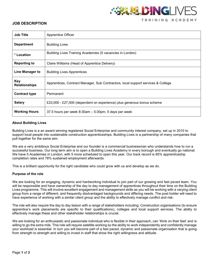 Apprentice Officer Job Description