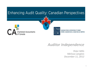 Auditor Independence - Peter Mills and Melissa Langlois