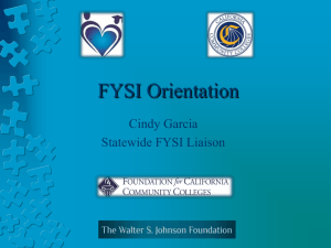 FYSI Orientation - California Community Colleges Chancellor's Office