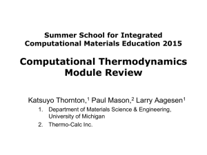 Thermo Module Review Slides - Summer School for Integrated