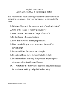 English 101 – unit 2 - AB Quiz ch 3 & 4