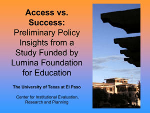 Access vs. Success - Information Resources and Planning