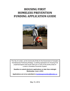 Section I: Housing First Homeless Prevention
