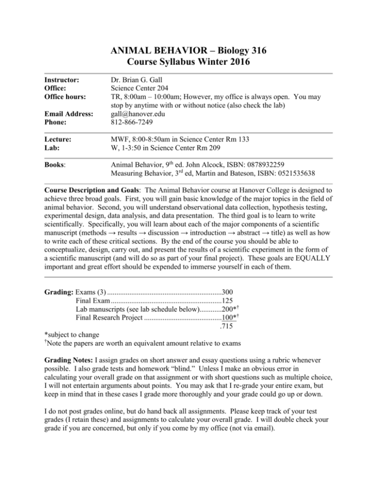 Exploring Animal Behavior Fall 2009