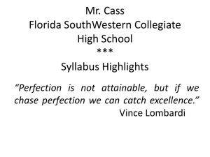 Mr. Cass's Syllabus Highlights Welcome to Edison