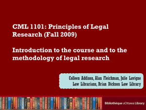CML 1101: Principles of Legal Research