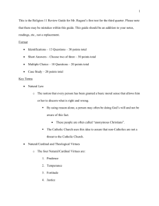This is the Religion 11 Review Guide for Mr. Rugani's first test for the