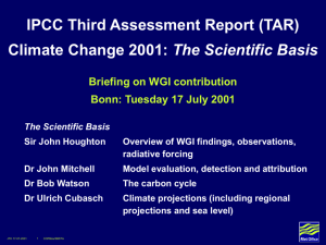 IPCC Third Assessment Report (TAR) Climate Change 2001