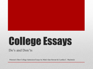 College Essays - Do's and Don'ts