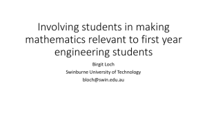 Involving students in making mathematics relevant to first year