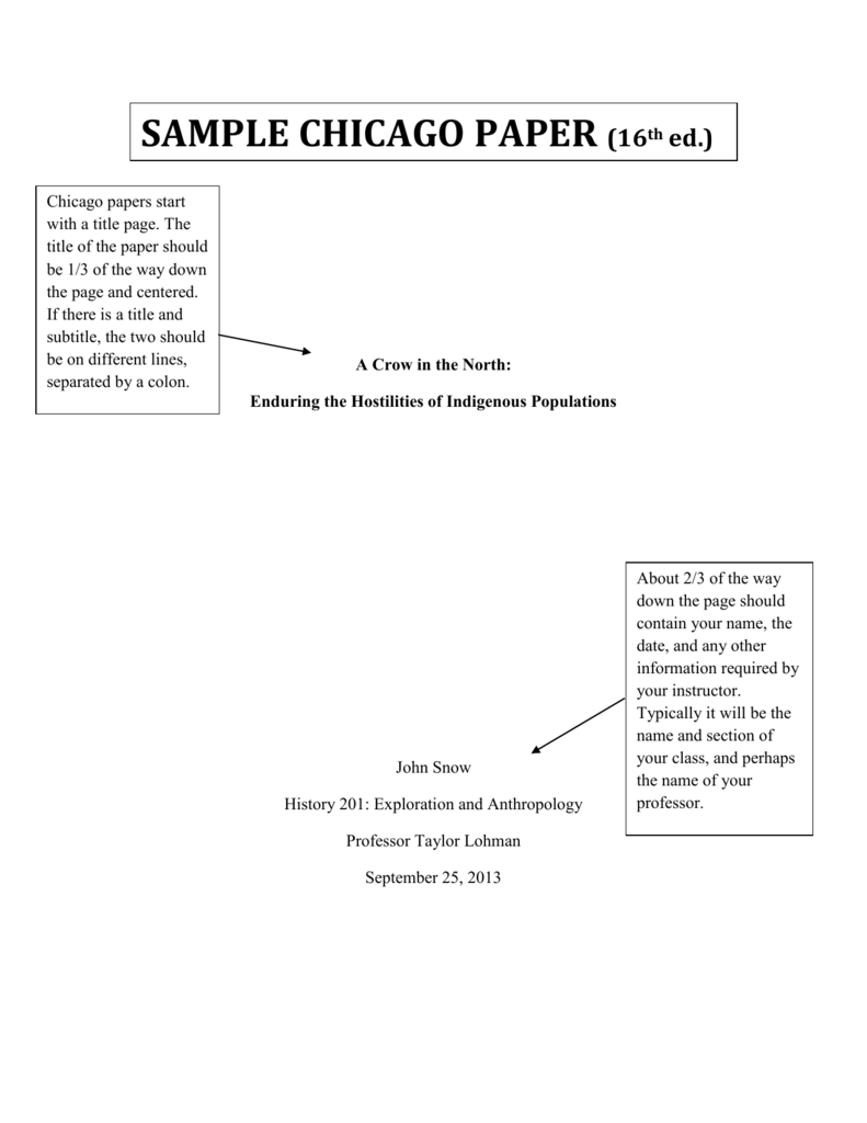SAMPLE CHICAGO PAPER (16 th ed.)