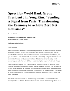 Speech by World Bank Group President Jim Yong Kim: “Sending a
