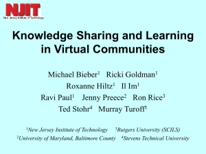 Virtual Community Research - New Jersey Institute of Technology