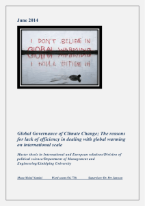 Global Governance of Climate Change - IEI