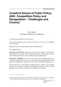 Competition Policy and Deregulation: challenges and choices