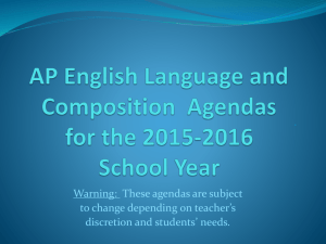 AP English Language and Composition Agendas for the