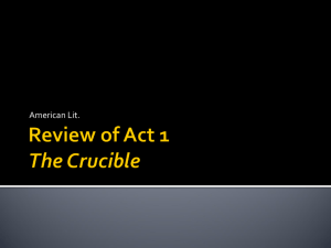 Review of Act 1 The Crucible