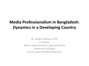 Media Professionalism in Bangladesh: Dynamics in a Developing