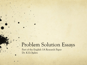 Problem Solution Essays