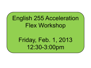 English 255 Acceleration Flex Workshop Friday, Feb. 1, 12:30