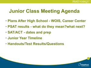 JR PSAT Results and Post HS Planning understanding