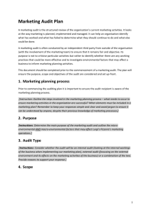 Marketing Audit Plan - Australian Business and Management Network