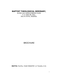 Brochure - Batist Theological Seminary, Eku