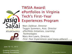 ePortfolios in Virginia Tech's First-Year Experiences Program