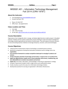 MIS5001.401 – Information Technology Management