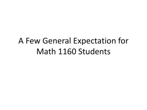 General Student Expectation for Math 1160