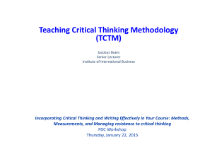 Teaching Critical Thinking - Robinson College of Business