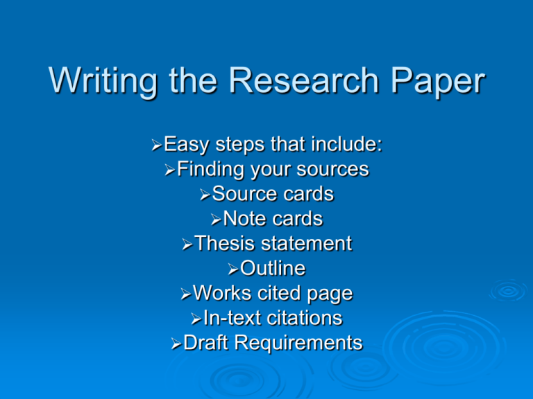 writing your first research paper