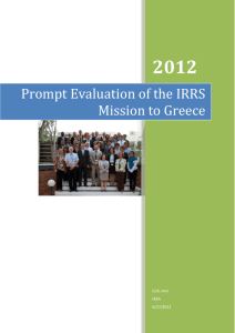 Prompt Evaluation of the IRRS Mission to Greece