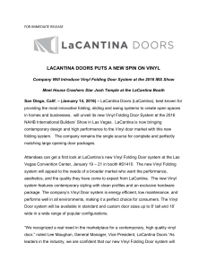 LaCantina Doors Launches New Vinyl System at the 2016 IBS Show