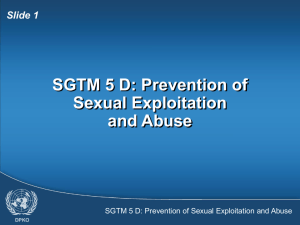 SGTM 05D - Prevention of Sexual Exploitation and Abuse