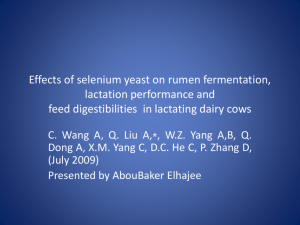 Effects of selenium yeast on rumen fermentation, lactation