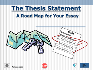 The Thesis Statement - Mr. Gallman's Class