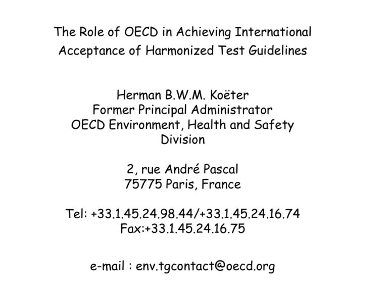 Procedure for the Development of OECD Test Guidelines