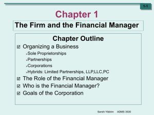 The Firm and the Financial Manager