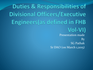 Duties & Responsibilities of Divisional Officers/Executive Engineers