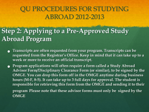 qu procedures for studying abroad 2012-2013
