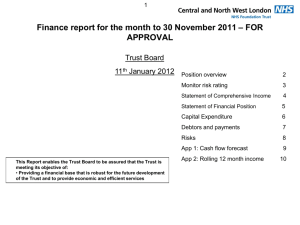 Finance report for the 10 months to January 2009 – FOR APPROVAL